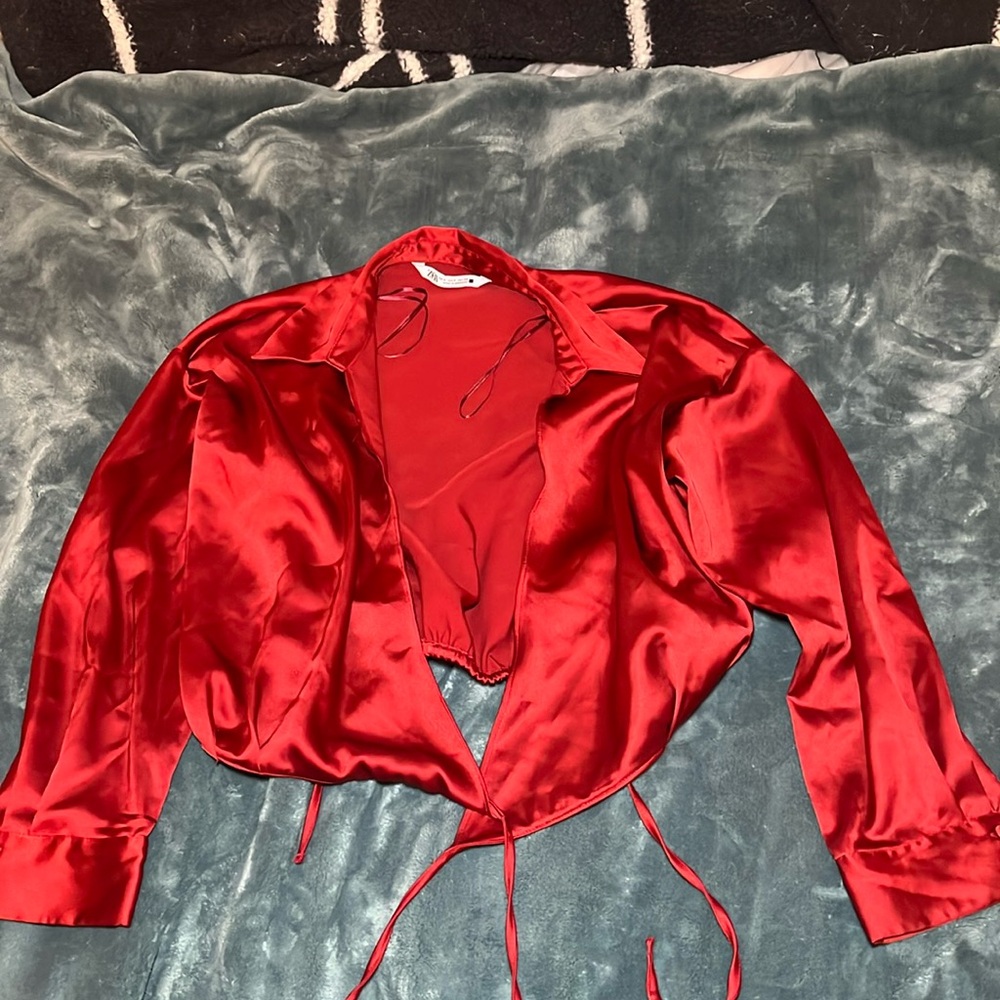 Coral Satin Blouse